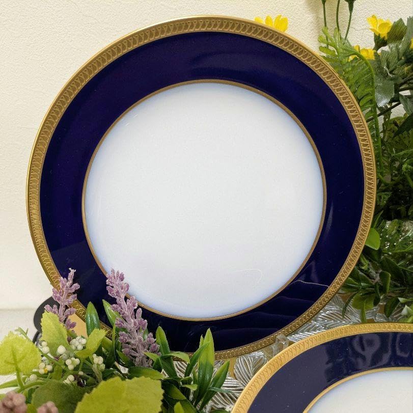 【新品】大倉陶園　瑠璃片葉金蝕　20cmデザート皿　6枚 直営店限定＞瑠璃片葉金蝕 20cmデザート皿ペアセット